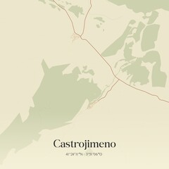 Obraz premium Retro Spanish map of Castrojimeno, Castilla y Le�n. Vintage street map.