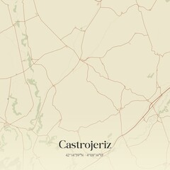 Retro Spanish map of Castrojeriz, Castilla y Le�n. Vintage street map.