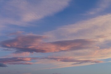 Pink clouds in the evening sky, Mendoza Province, Argentina, South America