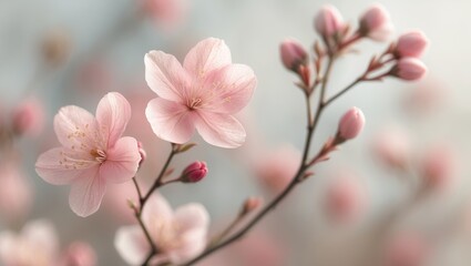 Obraz premium Delicate Pink Flowers Close Up Macro Shot of Spring Blossoms Beautiful Floral Background