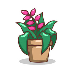 Home plant cartoon style. potted plant isolated on white