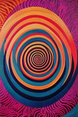 Colorful abstract spiral pattern with bold geometric shapes, perfect for modern art and creative design projects.