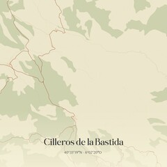 Obraz premium Retro Spanish map of Cilleros de la Bastida, Castilla y Le�n. Vintage street map.
