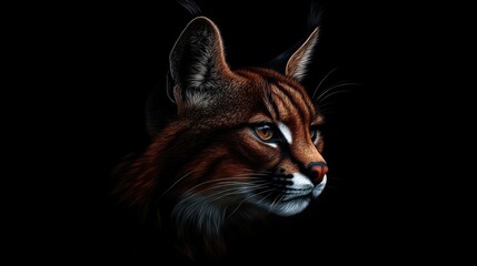 Obraz premium Close-up portrait of a lynx against a black background.