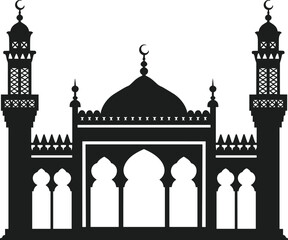 Islamic Mosque Silhouette Vector – Elegant Architectural Design for Ramadan & Eid
