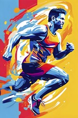 Abstract vibrant illustration capturing fitness and physical well being with bold dynamic lines, AI generated