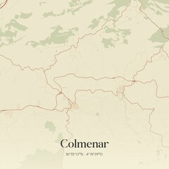 Obraz premium Retro Spanish map of Colmenar, Andaluc�a. Vintage street map.