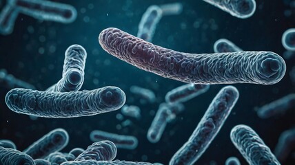 Close-Up of Legionella Bacteria Causing Legionnaires' Disease Under High Magnification