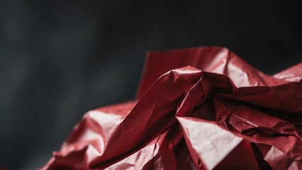 Red Crumpled Paper Texture Dark Vignette Background