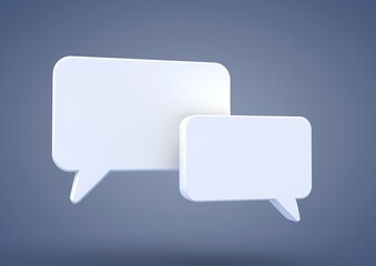 Fototapeta premium Empty speech bubbles, symbolic image for chat, 3D illustration