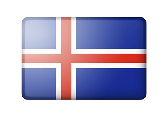 The Icelandic flag. Rectangular matte icon. Isolated on white background