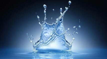 Crystal clear water splash on a dark background. purity and hydration concept