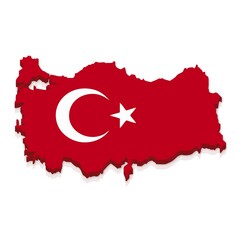 Outline and flag of Turkey, 3D