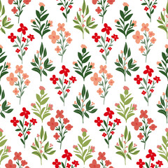 Trendy seamless floral ditsy pattern. Fabric design with simple flowers. Vector cute repeated pattern for baby fabric, wallpaper or wrap paper
