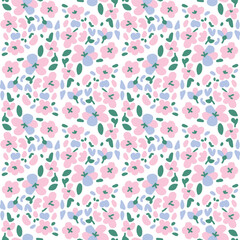 Trendy seamless floral ditsy pattern. Fabric design with simple flowers. Vector cute repeated pattern for baby fabric, wallpaper or wrap paper