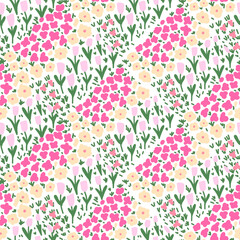 Trendy seamless floral ditsy pattern. Fabric design with simple flowers. Vector cute repeated pattern for baby fabric, wallpaper or wrap paper
