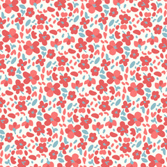 Trendy seamless floral ditsy pattern. Fabric design with simple flowers. Vector cute repeated pattern for baby fabric, wallpaper or wrap paper