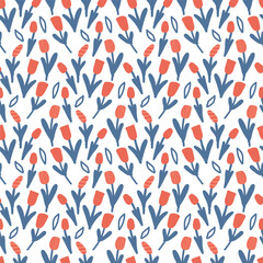 Trendy seamless floral ditsy pattern. Fabric design with simple flowers. Vector cute repeated pattern for baby fabric, wallpaper or wrap paper