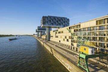 Obraz premium crane construction, Rheinauhafen, Cologne, North Rhine-Westphalia, Germany, Europe
