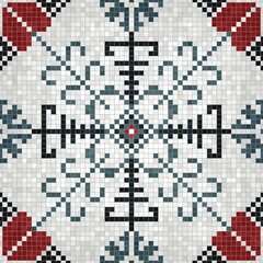 Fototapeta premium Mosaic tiles background, seamless vector pattern