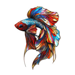 Fototapeta premium Colorful 3D Stained Glass Design of a Beautiful Fish on a transparent background