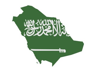 Flag in form form of the geographical country, Saudi Arabia, Western Asia, Asia