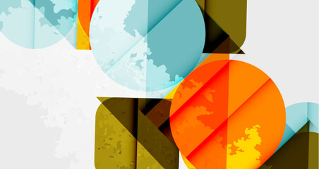 Grainy stain texture geometric abstract background with circles, squares and lines. Vector Illustration For Wallpaper, Banner, Background, Card, Book Illustration, landing page