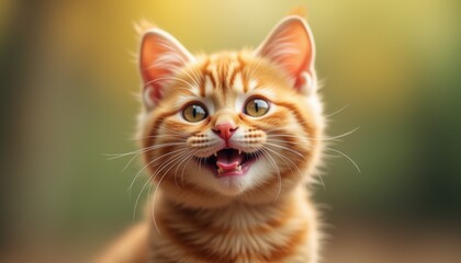 Funny smiling cat with a cute expression, Red background highlights the animal's charm.