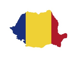 Flag in form form of the geographical country, Romania, Eastern Europe, Europe