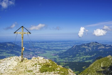 Summit cross, Großer Daumen, 2280m, Allgäu Alps, Allgäu, Bavaria, Germany, Europe