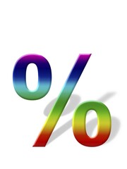 Percent symbol casting a shadow, graphic