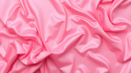 Fototapeta premium Crumpled pink silk fabric as background, top view. Space for text. Generative AI