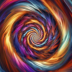 Abstract digital art capturing the essence of a swirling tunnel in vibrant colors in dynamic motion, AI generated