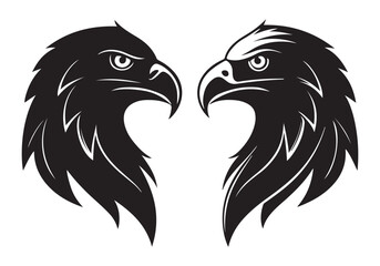 Majestic eagle head illustration in black and white tribal style perfect for tattoos logos and sports team emblems aggressive hawk face with sharp details