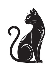 Minimalist black cat silhouette vector design on white background