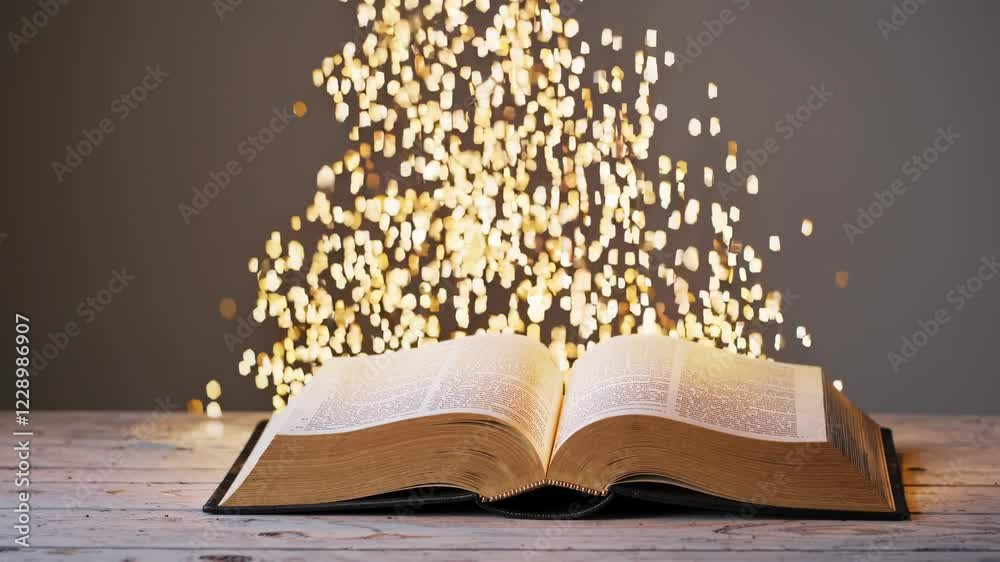 Leinwandbilder a close-up of an open bible with highlighted verses, surrounded by a simple candle and wooden cross 