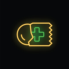 Fototapeta premium Neon sign representing a medical bill with a glowing cross symbol, evoking the concept of healthcare expenses and medical billing