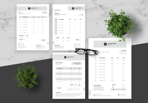 Black And Gray Invoice Set
