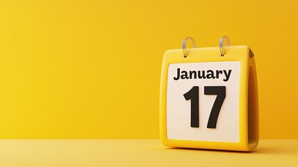 Desk calendar shows January 17 on yellow background.