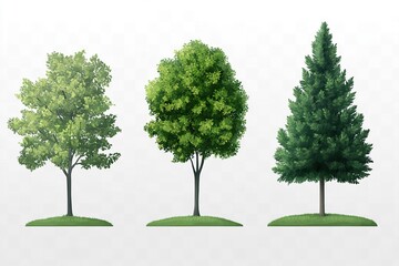 green trees on a white background