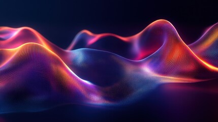 Bright neon striped lines glowing against a dark background with smooth color transitions and a high-tech luminous effect creating depth and energy