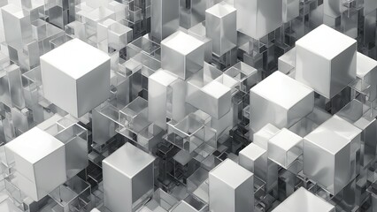 3d render of a cluster of interconnected geometric cubes forming a complex network, AI generated