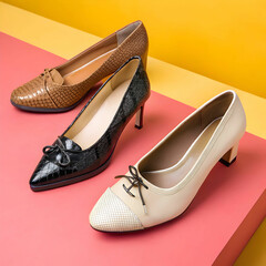 Fototapeta premium Women's Shoes Isolated on a Colorful Background