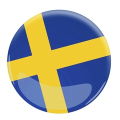 Illustration of a glossy button with the flag of Sweden