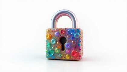 Colorful lock on white background with reflection