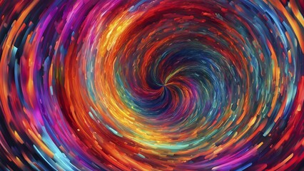 Abstract digital art capturing the essence of a swirling tunnel in vibrant colors in dynamic motion, AI generated