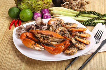 Luxury seafood mix - crab, prawn, octopus