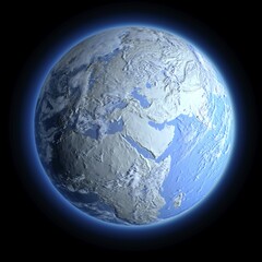 Exaggerated metaphor for the winter Earth, when all the continents are covered with snow