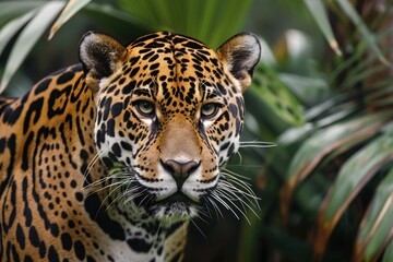 Obraz premium Portrait of wild Jaguar cat. KI generiert, generiert, AI generated