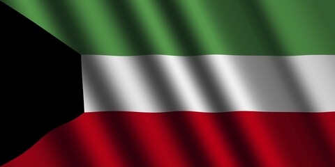 The Kuwaiti flag flying in the wind